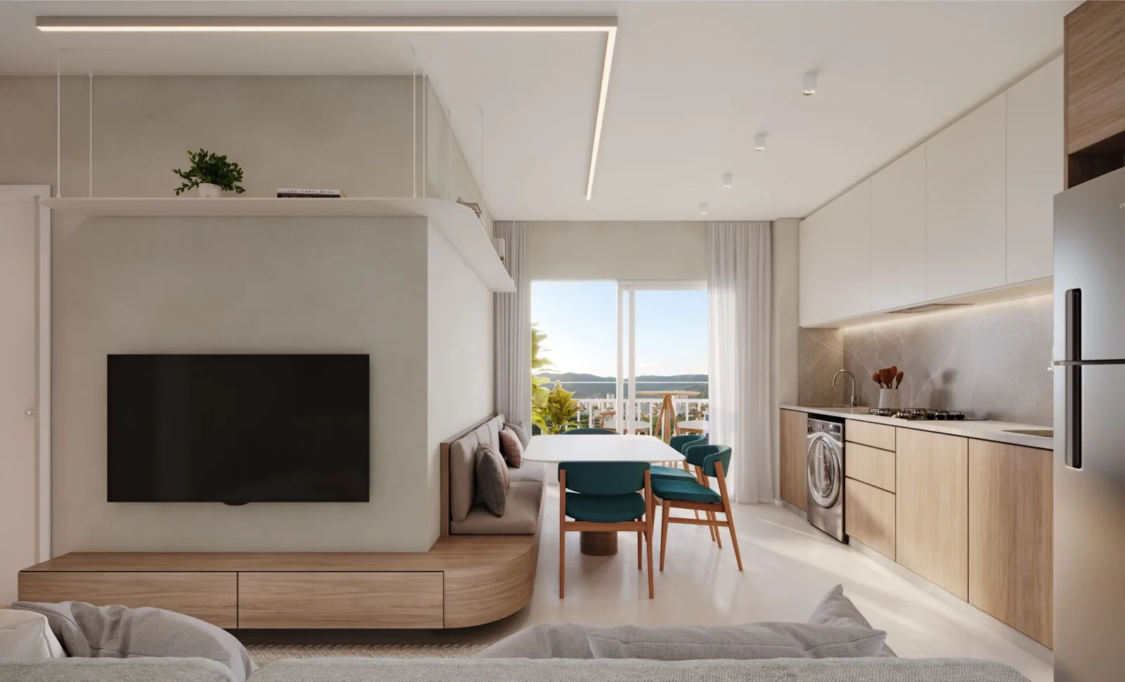 Ayra Slim Residence — Decorado: living e cozinha