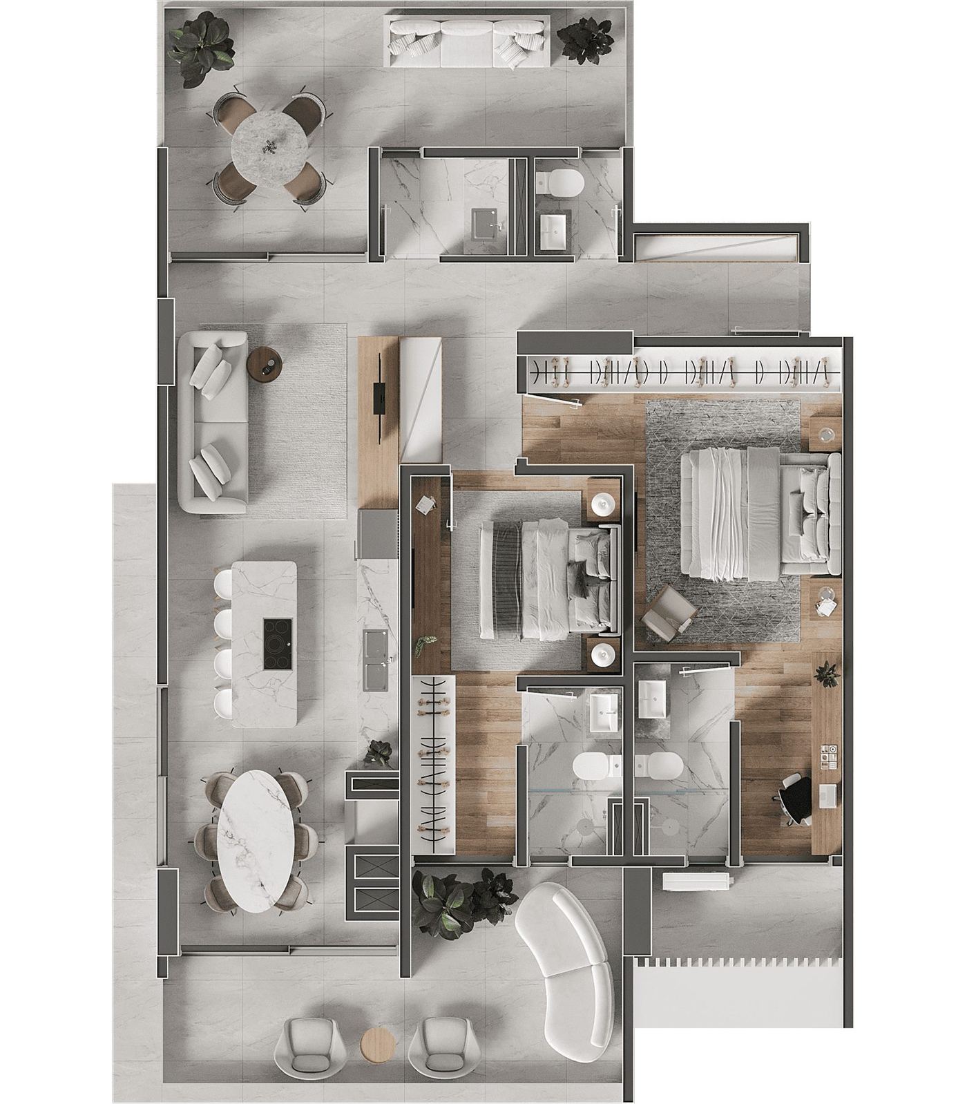 Planta Garden 1 — 122 m²
