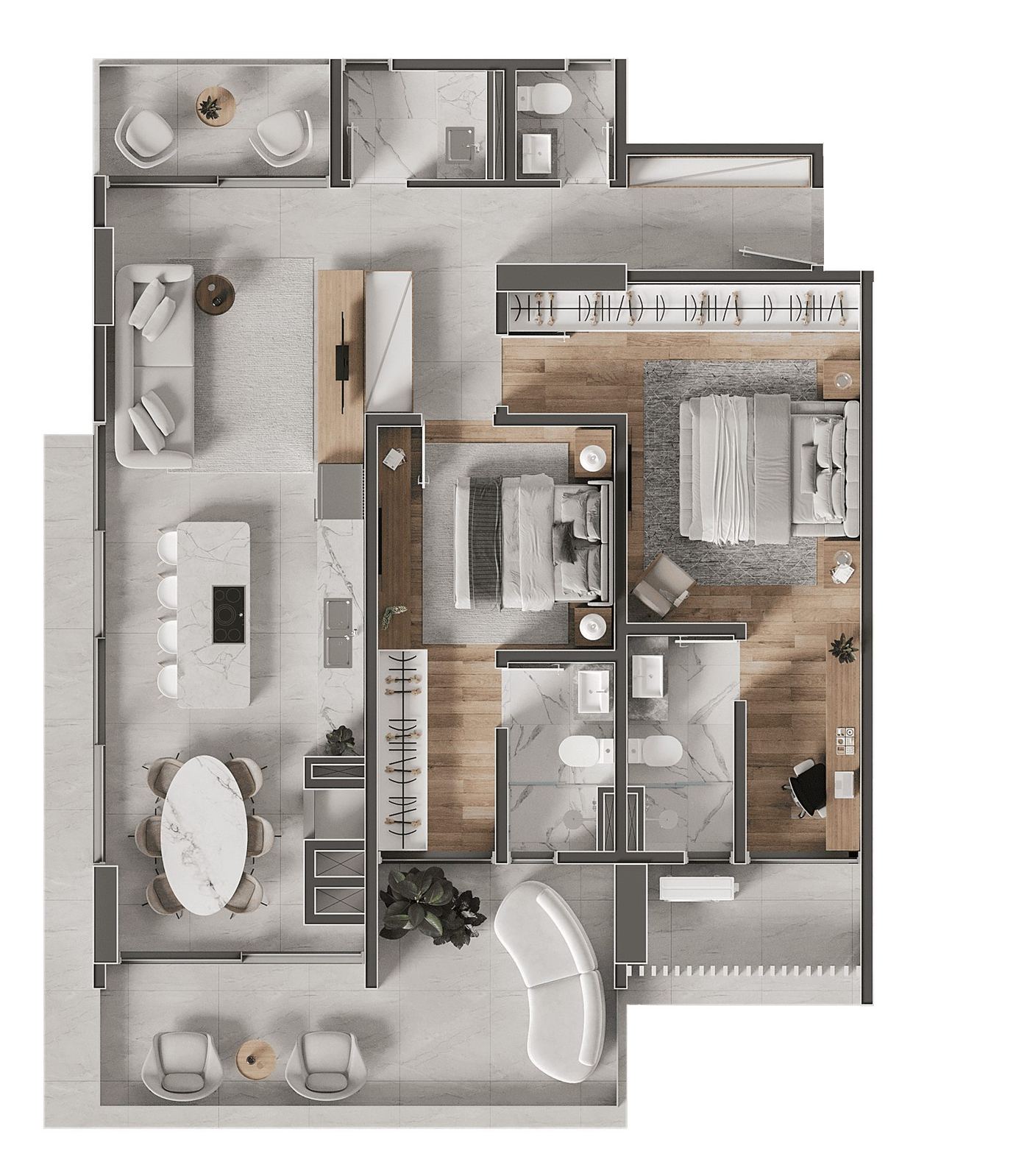 Planta Tipo 1 — 114 m²